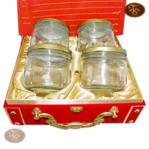 Lal Khat Gift Box with 4 Glass Bottles & Dry Fruits – Royal Wedding & Celebration Packaging